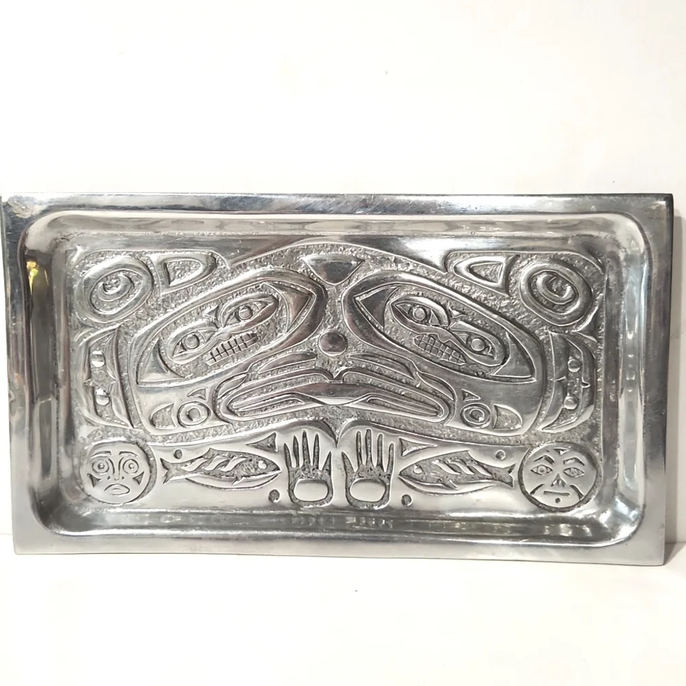 Northwest Pewter Co. Auke Bay, Alaska Totem Cheese Tray
